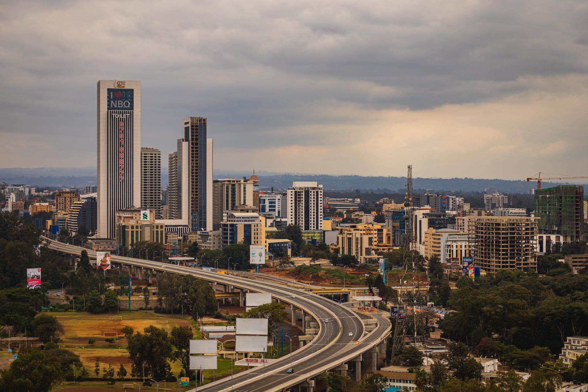 Aerial view of Nairobi city or Kenyan landscape